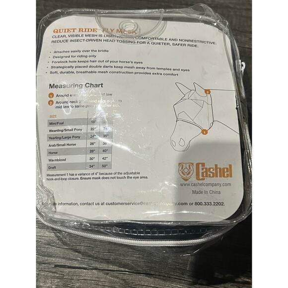 QUIET RIDE FLY MASK, STANDARD WITH EARS Yearling Large Pony Black NWT - Picture 3 of 5